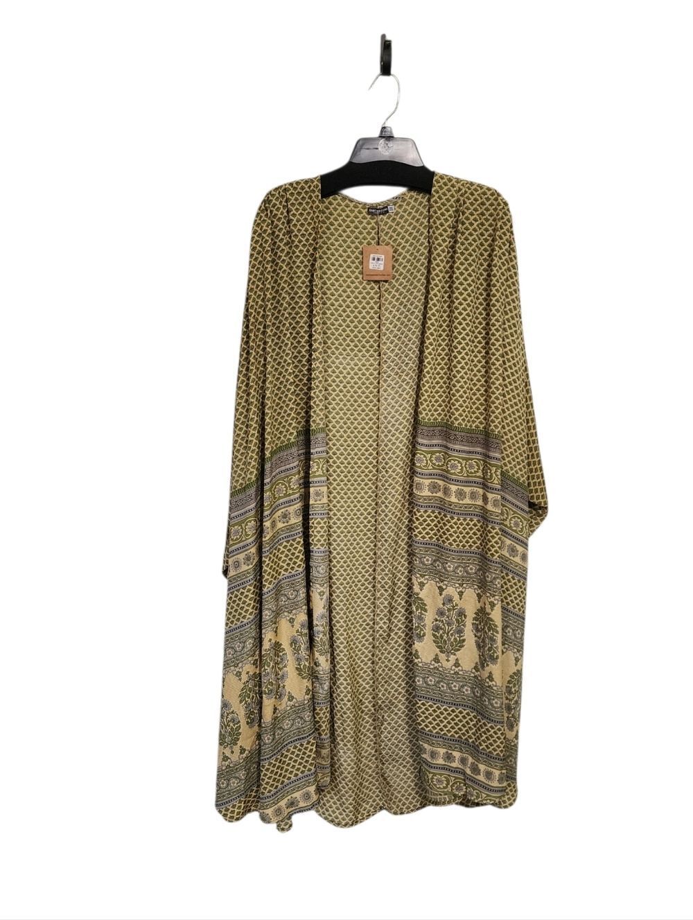 Earthbound Green Kimono Duster Onesize Silky Short Sleeve Boho Resort NWT